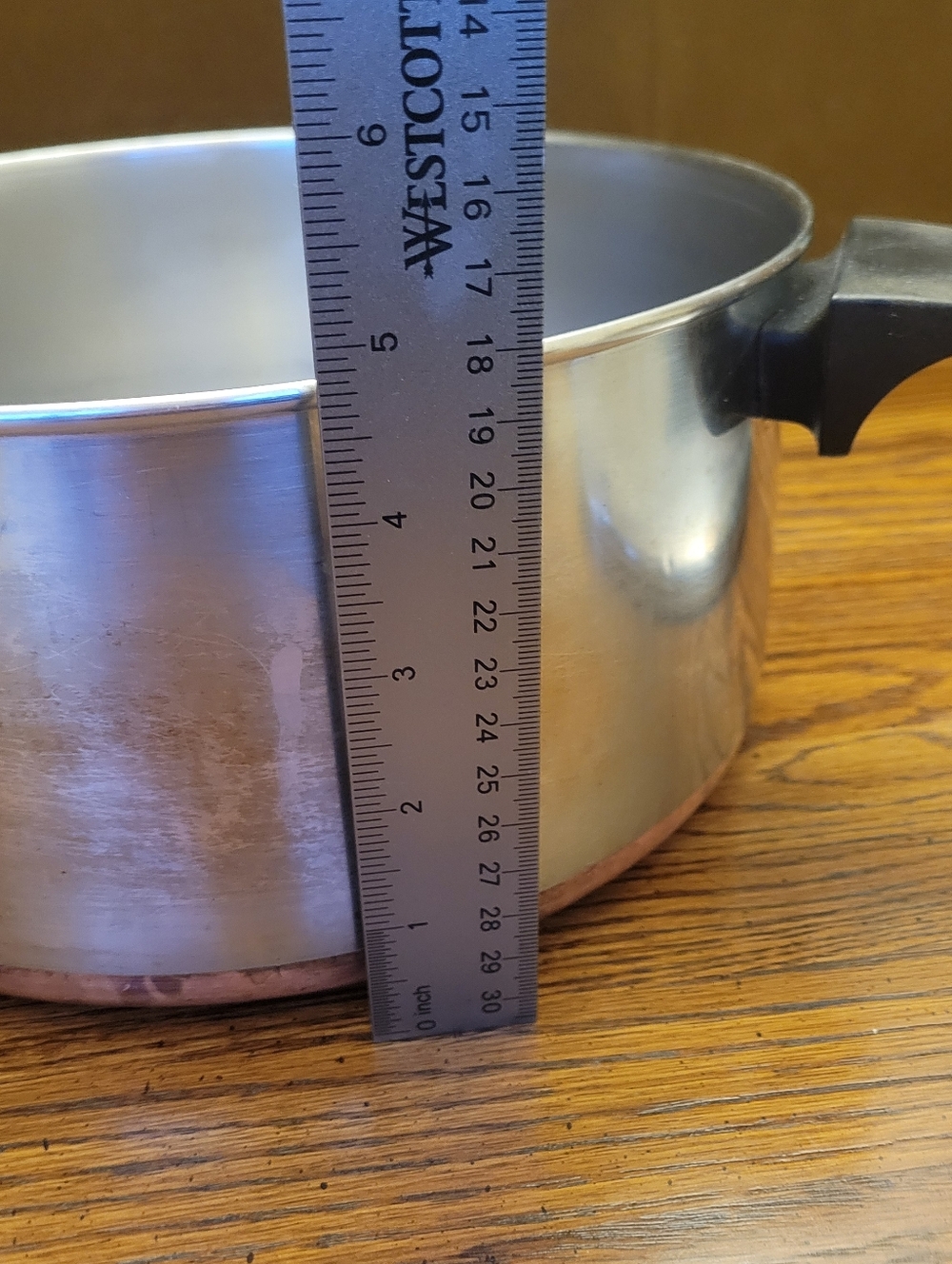 VINTAGE REVERE WARE 6 QT STOCK POT PAN COPPER BOTTOM 1801  w/ LID - Picture 7 of 7